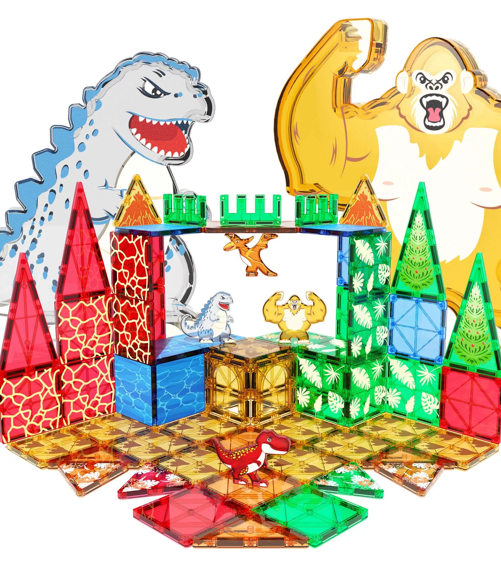 Asago Dinosaurs Magnetic Building Tiles, Plastic Construction Toy for