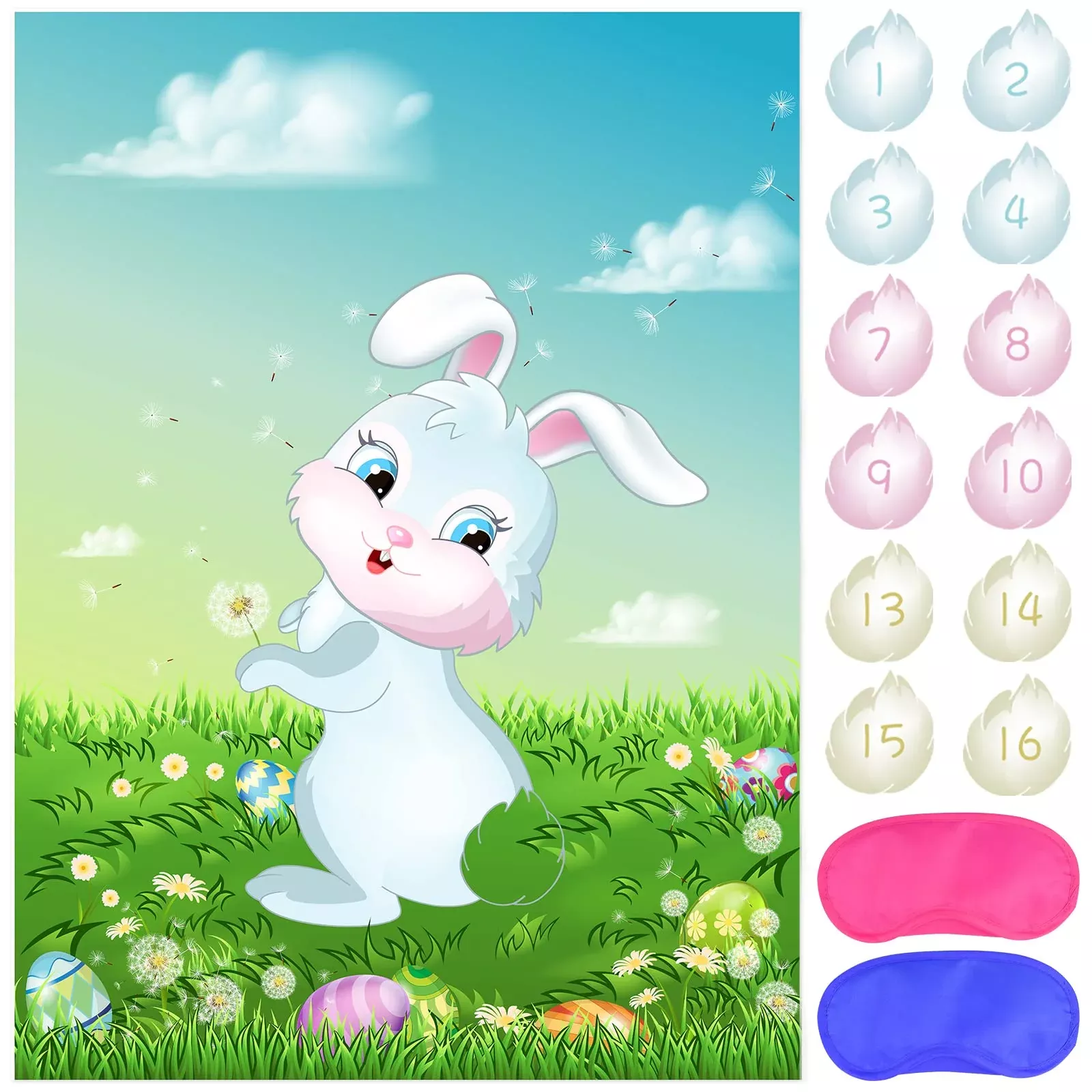 ASTARON Pin The Tail on The Bunny Game for Easter Party, Large