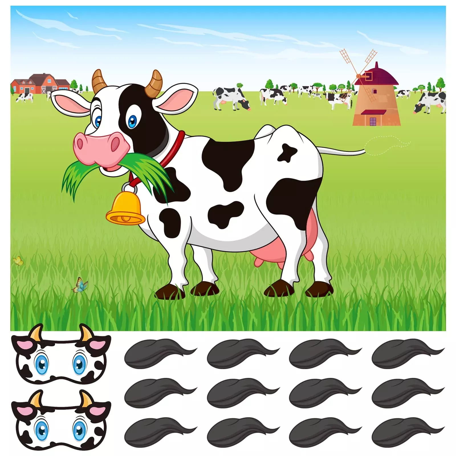 ASTARON Pin The Tail on The Cow Game - 28"x21" Poster,