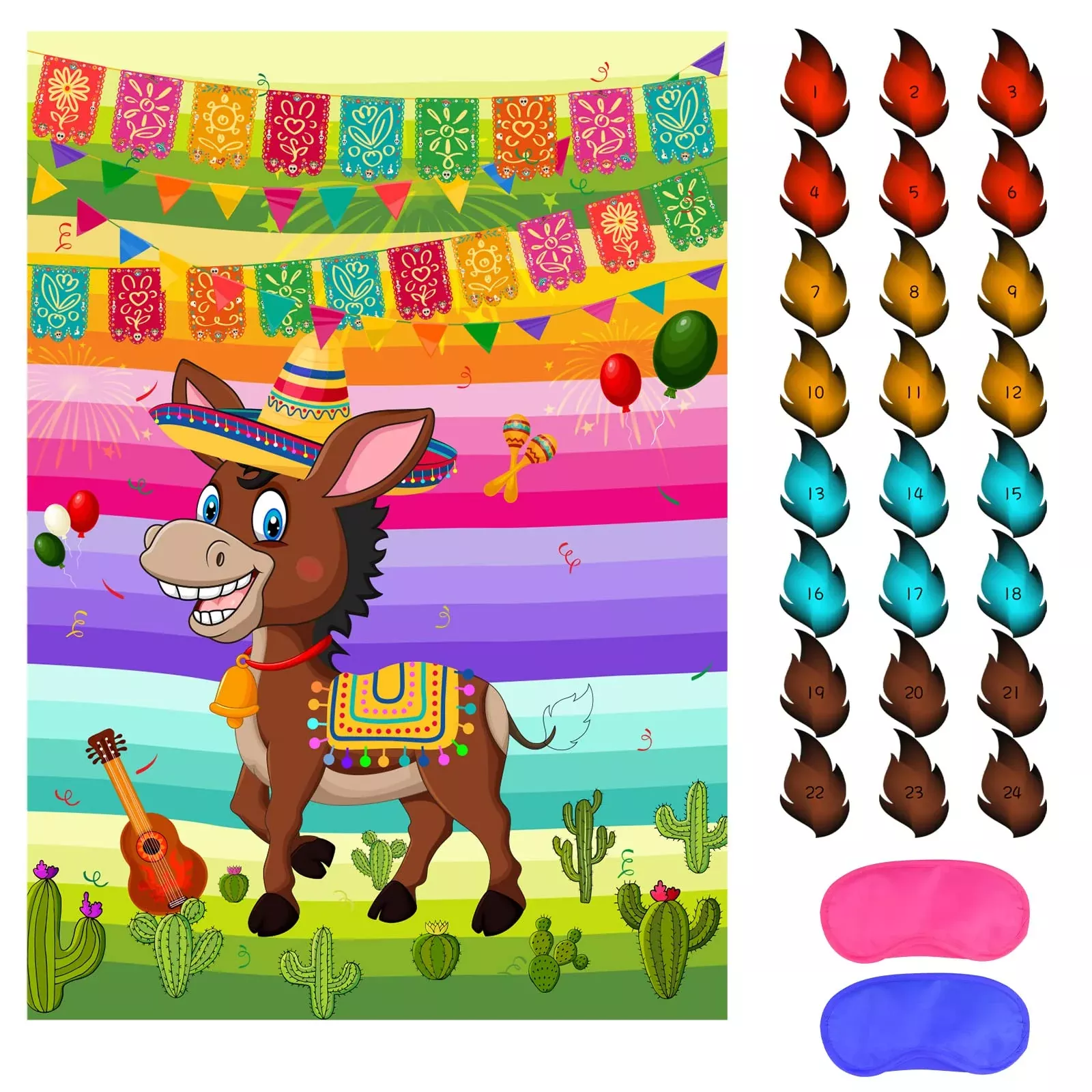 ASTARON Pin The Tail on The Donkey Game for Cinco De Mayo, Large