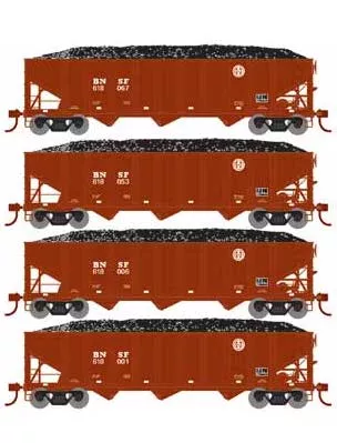 Athearn 15157 HO Scale 40' 3 Bay Ribbed Hopper with Load BNSF 4 Pack #1