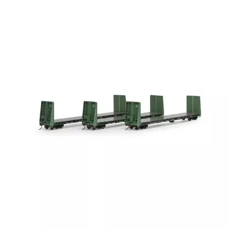 Athearn 17080 HO Scale 60' Bulkhead Flatcar PGE 3 Pack