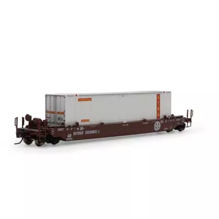 Athearn 3292 N Scale Husky Stack Well Car BNSF with XTRA 48' Container