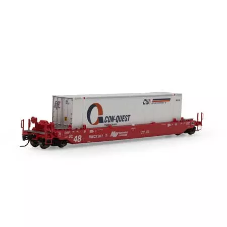 Athearn 3294 N Scale Husky Stack Well Car NWCX with Conquest 48' Container