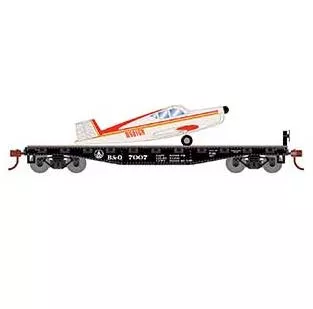 Athearn 96452 HO Scale 40' Flatcar with Plane Baltimore & Ohio B&O 7007