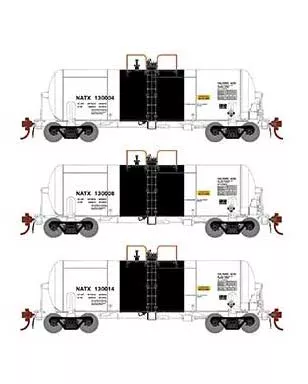 Athearn Genesis G25754 HO Scale 13,000 Gallon Acid Tank Car GE Rail NATX 3 Pack