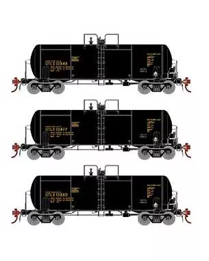 Athearn Genesis G25766 HO Scale 13,000 Gallon Acid Tank Car "Black" UTLX 3 Pack