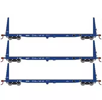 Athearn HO Scale 17223 60' BulkheadFlatcar Texas Oklahoma & Eastern TOE 3 Pack