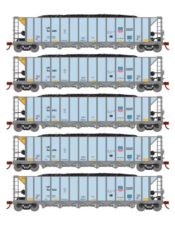 Athearn RTR 1044 HO Scale Ortner 5-Bay Hopper Union Pacific UP 5-Pack #3