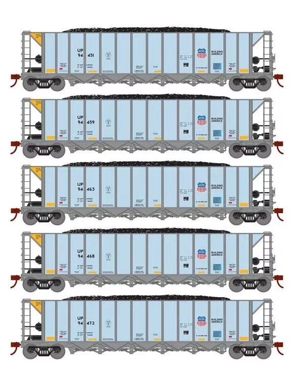 Athearn RTR 1113 HO Scale Ortner 5-Bay Hopper Union Pacific UP 5-Pack #1