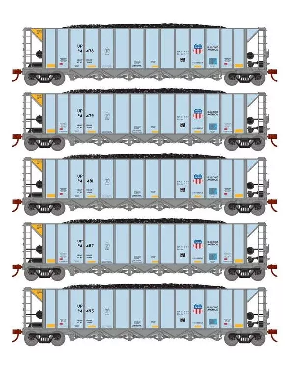 Athearn RTR 1152 HO Scale Ortner 5-Bay Hopper Union Pacific UP 5-Pack #2