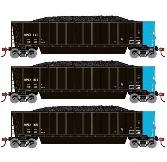Athearn RTR 1393 HO Scale Bathtub Gondola w/Load Wisconsin Public Service WPSX 3-Pack #1
