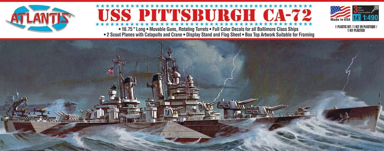 Atlantis Models 457 1/490 USS Pittsburgh CA-72 Heavy Cruiser Skill Level 2 Model Kit