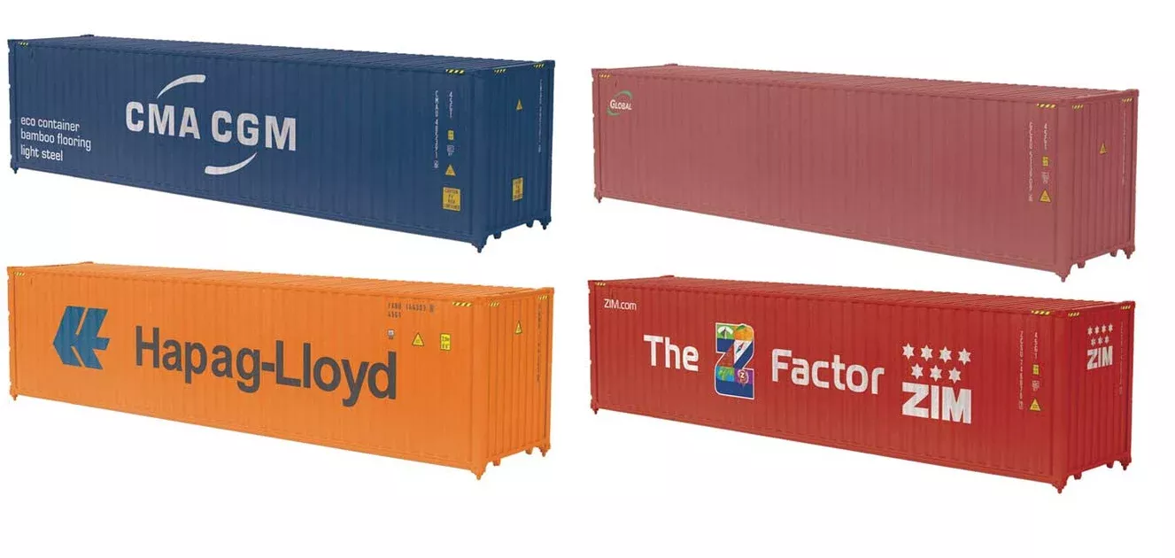Atlas O Master 3001183 O Scale 40' High Cube Container Assortment 8 Pack