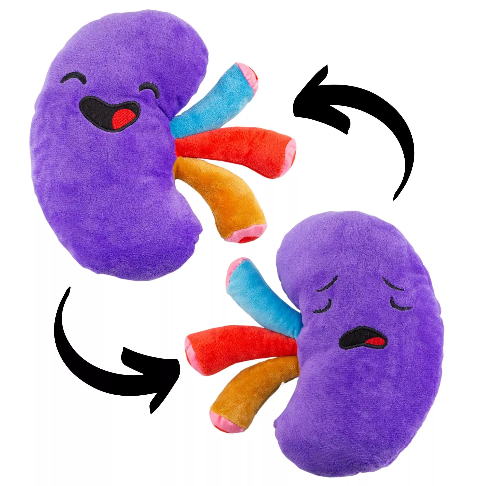 Attatoy Plush Kidney Stuffed Toy - 8.5" Polyester, Purple/Multicolored