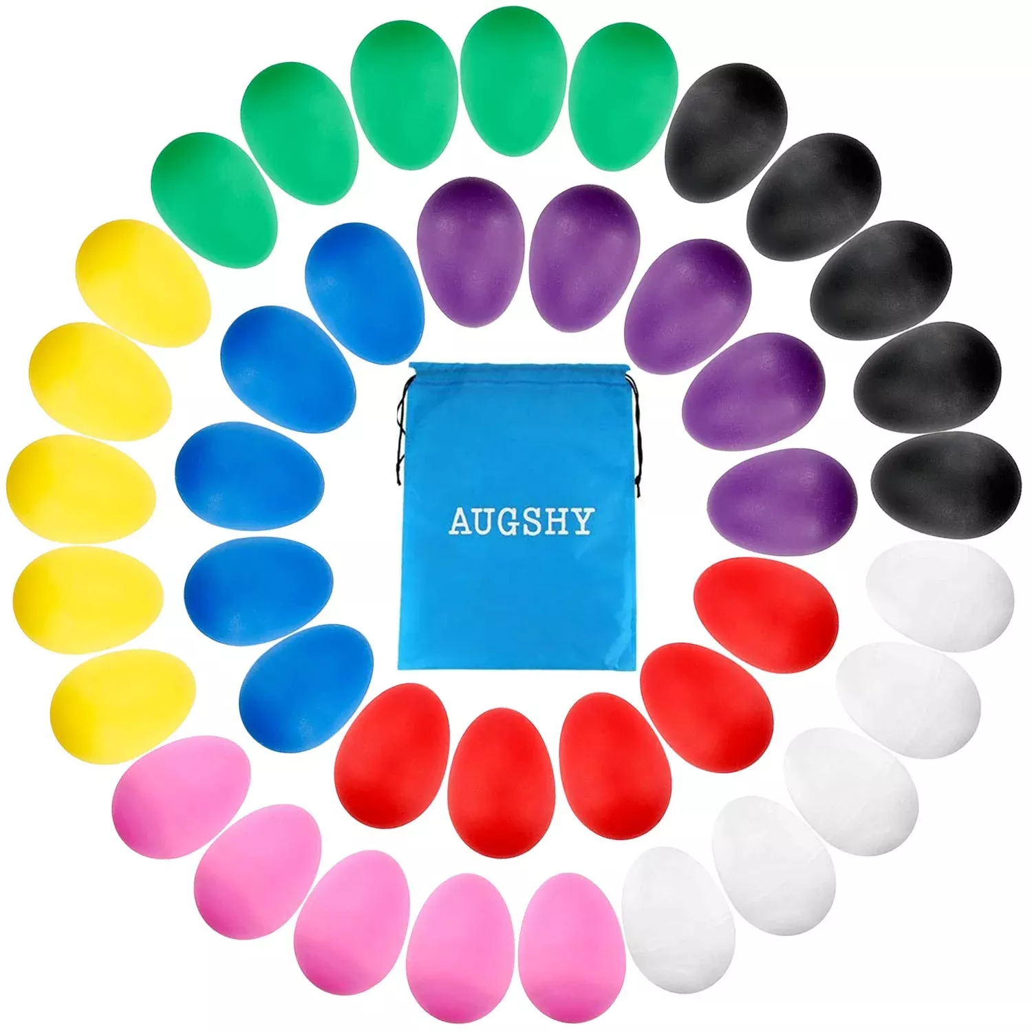 Augshy 40 Pcs Maracas Eggs Set, 2.2" Plastic Sh