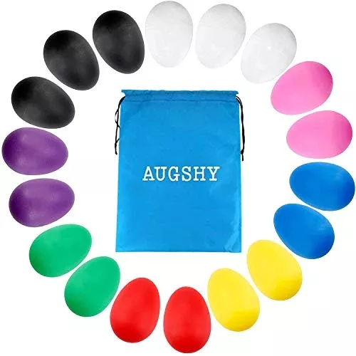 Augshy Egg Shakers Set - 18 Mini Maracas for Toddlers - Mult