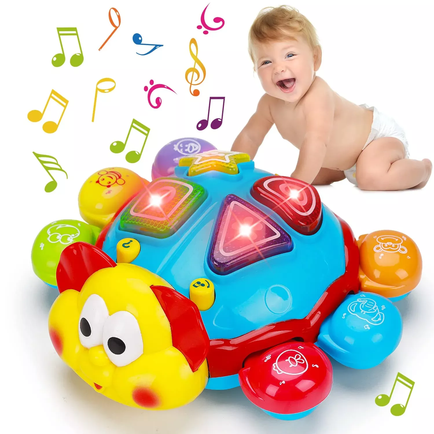 AugToy Ladybug Crawling Music Toy for 6-12 Months, Multicolor
