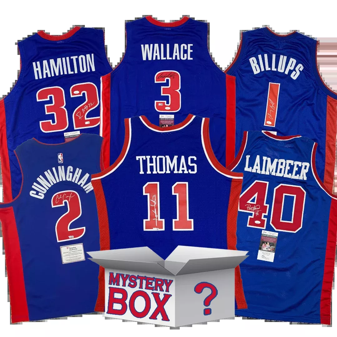 Autographed/Signed Detroit Basketball Jersey Mystery Box with PSA JSA or Beckett COA