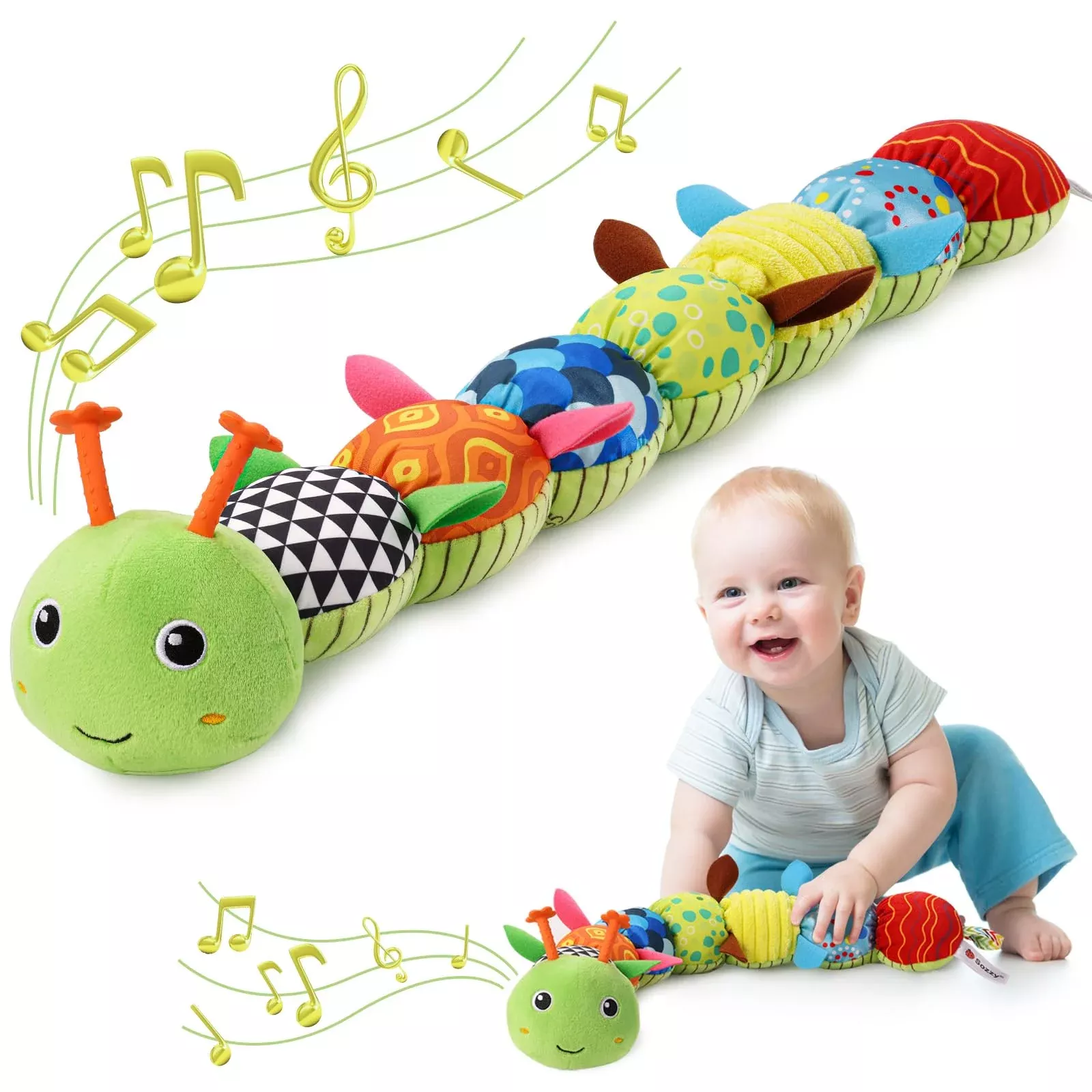 AWOTOY Musical Caterpillar Toy for Newborns Green 20 Inch Plush