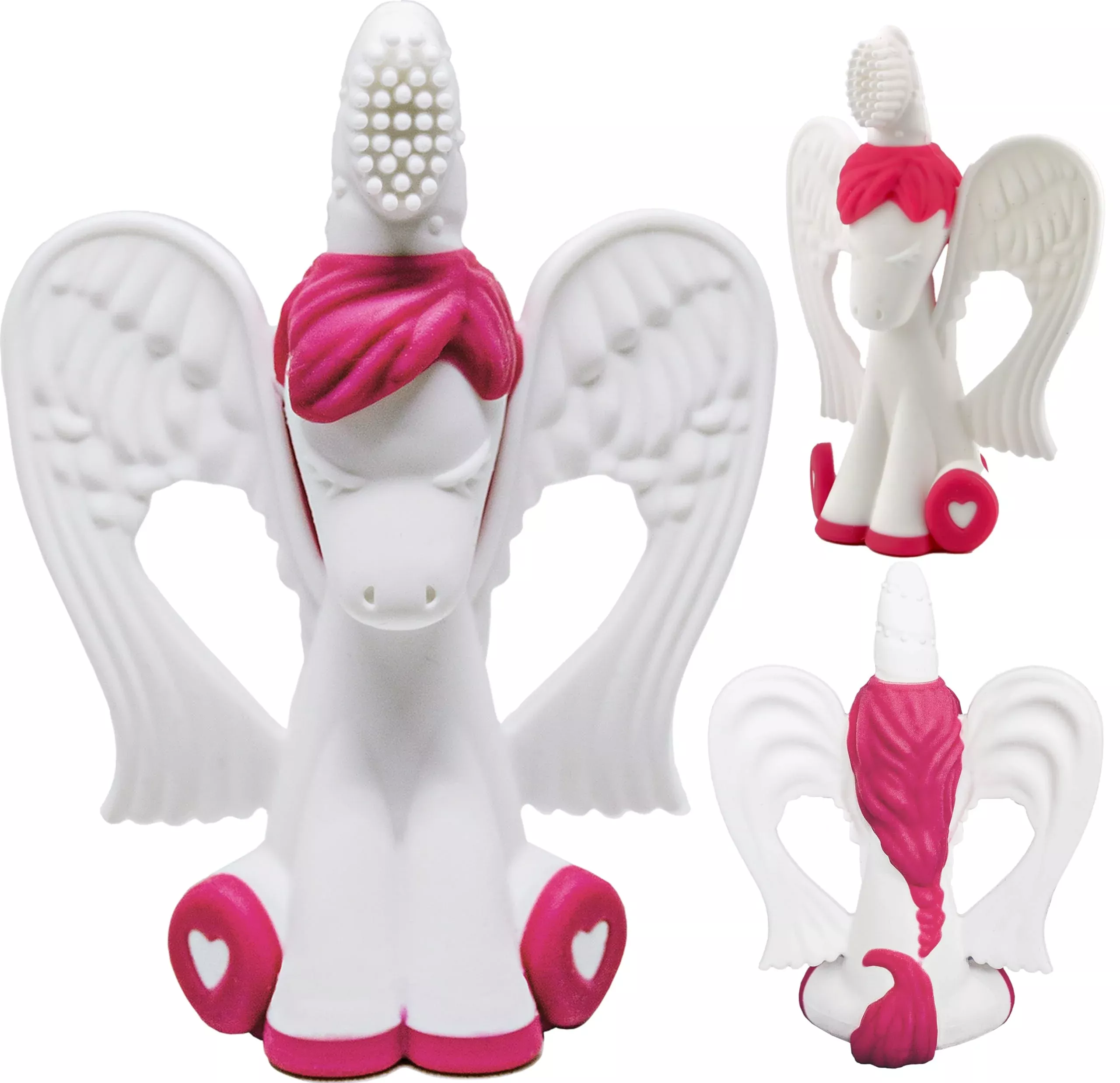 Baby Banana Unicorn Toothbrush for Teething 3-24 Months Pink & White