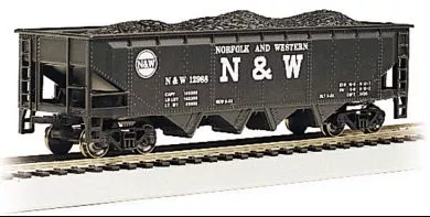 Bachmann 17642 HO Scale 40' 4 Bay Open Hopper with Coal Load Norfolk & Western N&W 12988