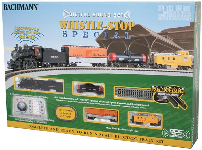 Bachmann 24133 N Scale Whistle Stop Union PacificUP Steam Train Set with DCC & Sound
