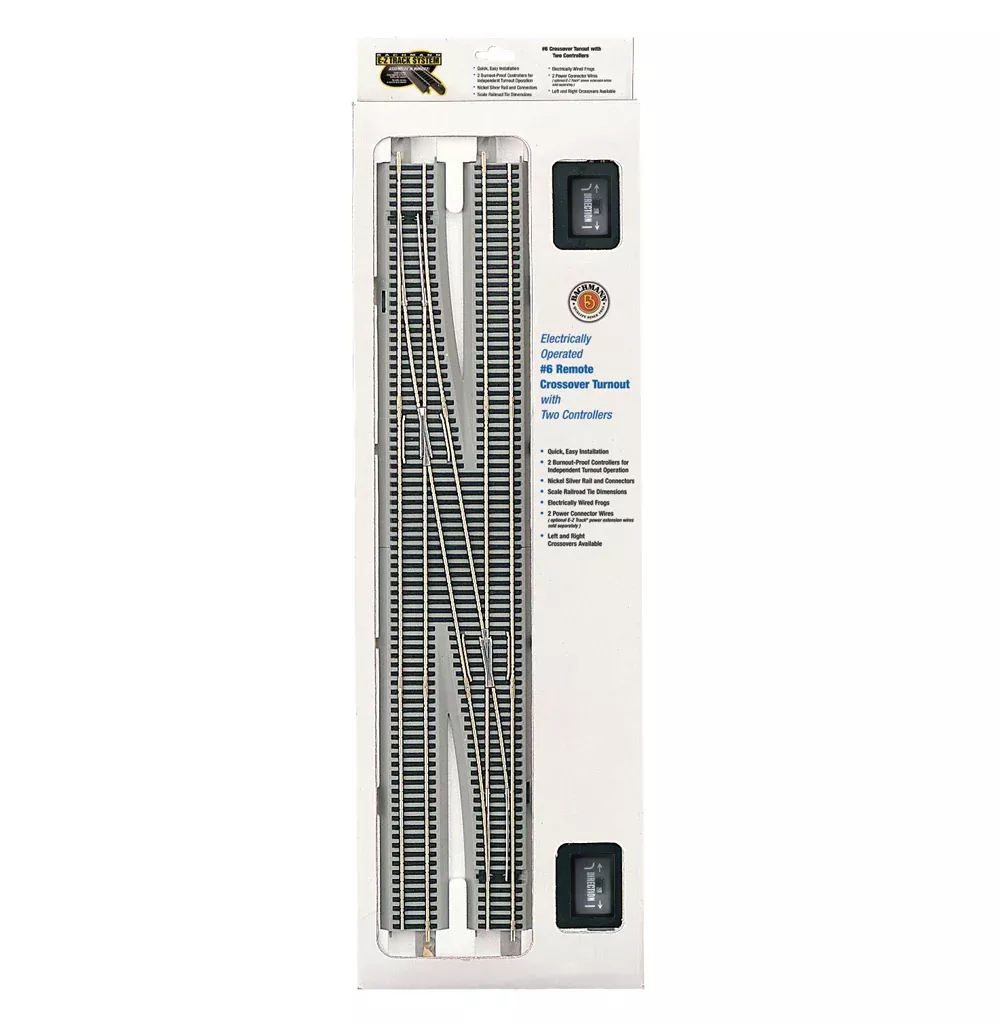 Bachmann 44575 HO Scale E-Z Track #6 Remote Left Hand Crossover