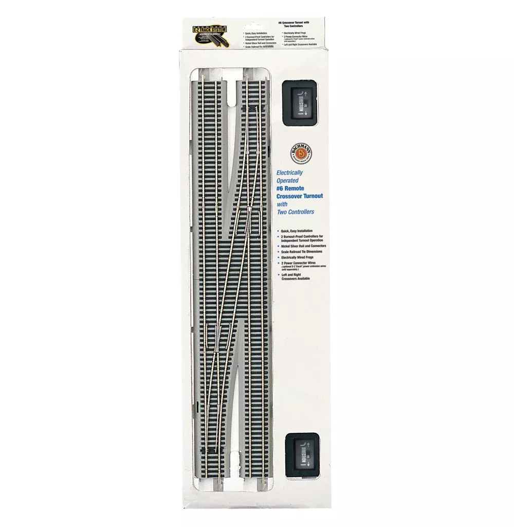 Bachmann 44576 HO Scale E-Z Track #6 Remote Right Hand Crossover