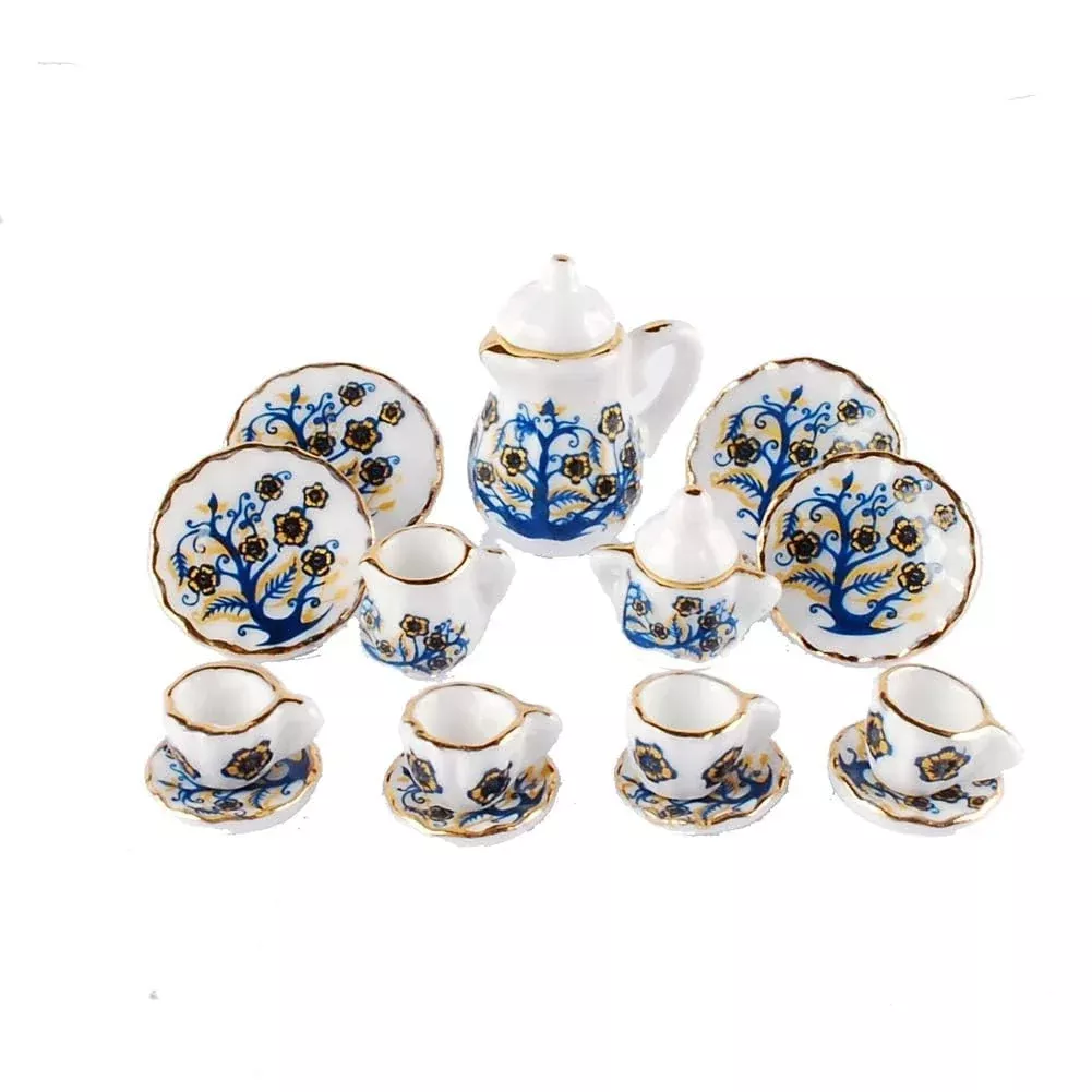 BAENRCY 1:12 Scale Kitchen Miniature Blue Teapot Set - Small