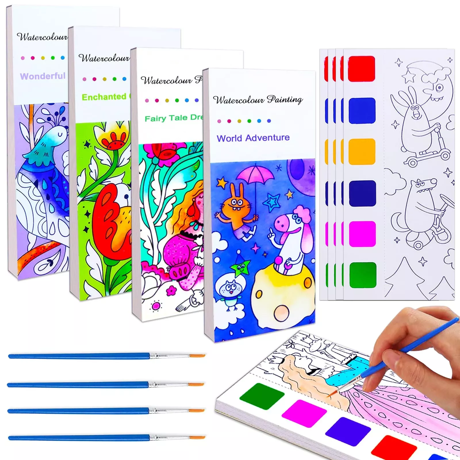 Baoxue 4Pack Water Color Paint Sets For Kids, Pocket Watercolor Painti