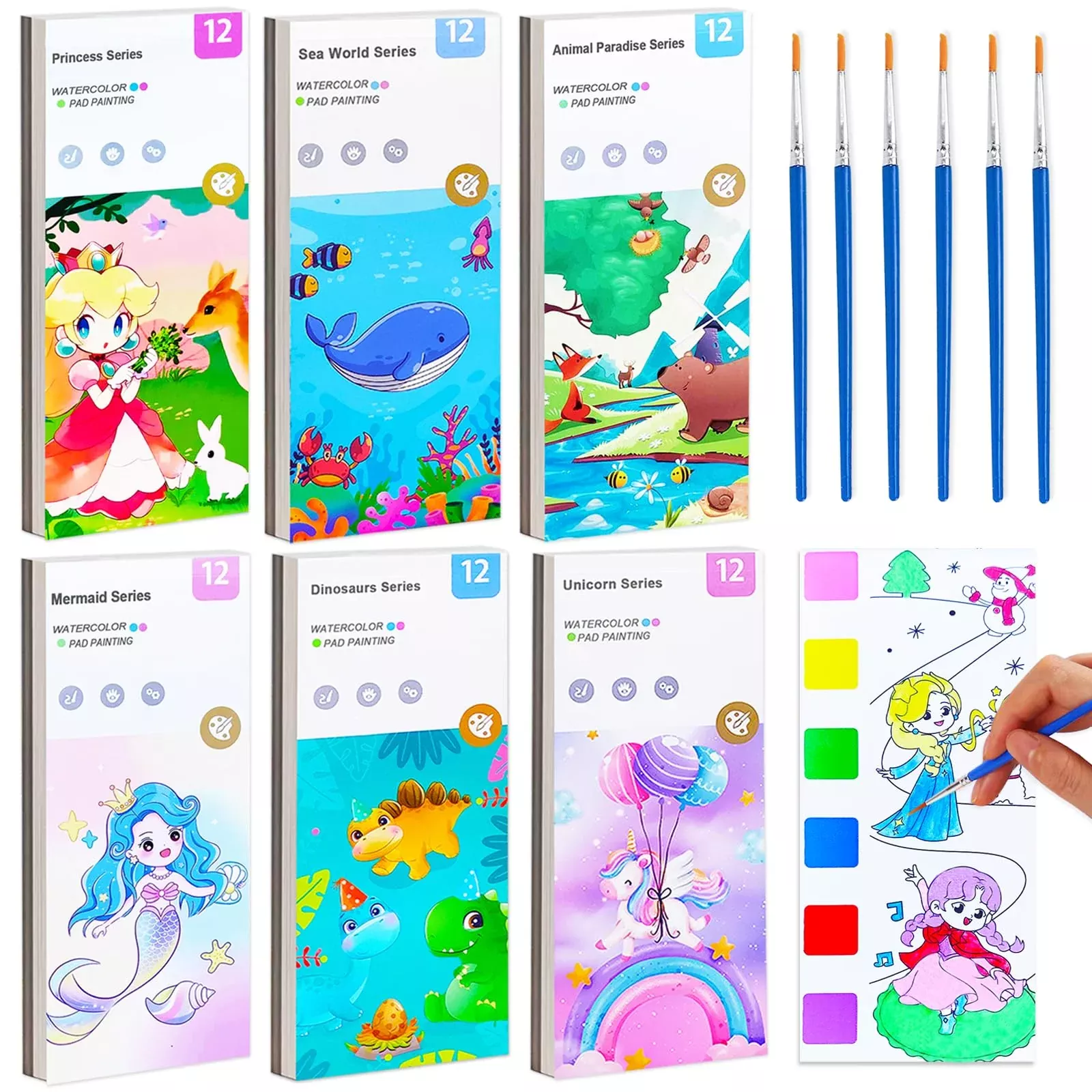 Baoxue 6 Pack Water Color Paint Sets For Kids,Pocket Watercolor Painti
