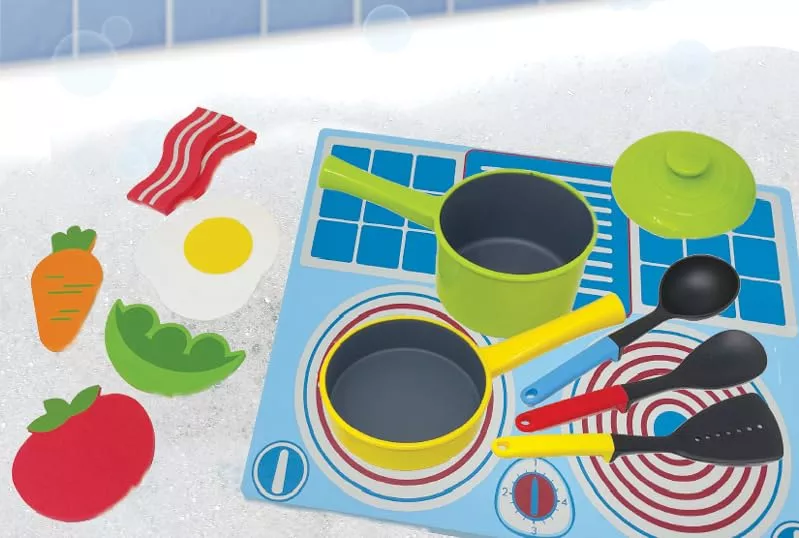 BathBlocks Floating Cook Set Bath Toy for Bathtime Fun, 8.5 x