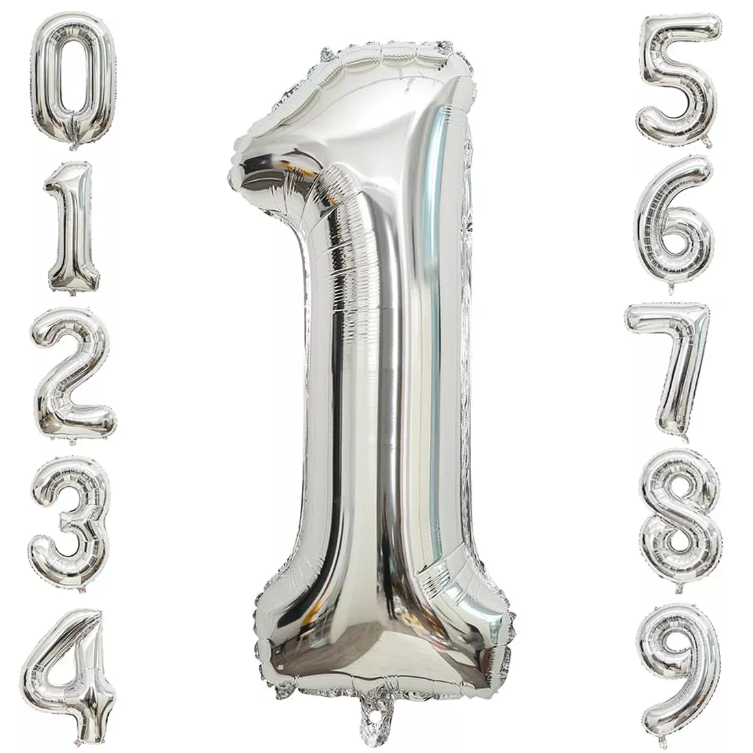 BBPOOL Silver Number 1 Balloon 40 Inch Mylar for Birthday Parties