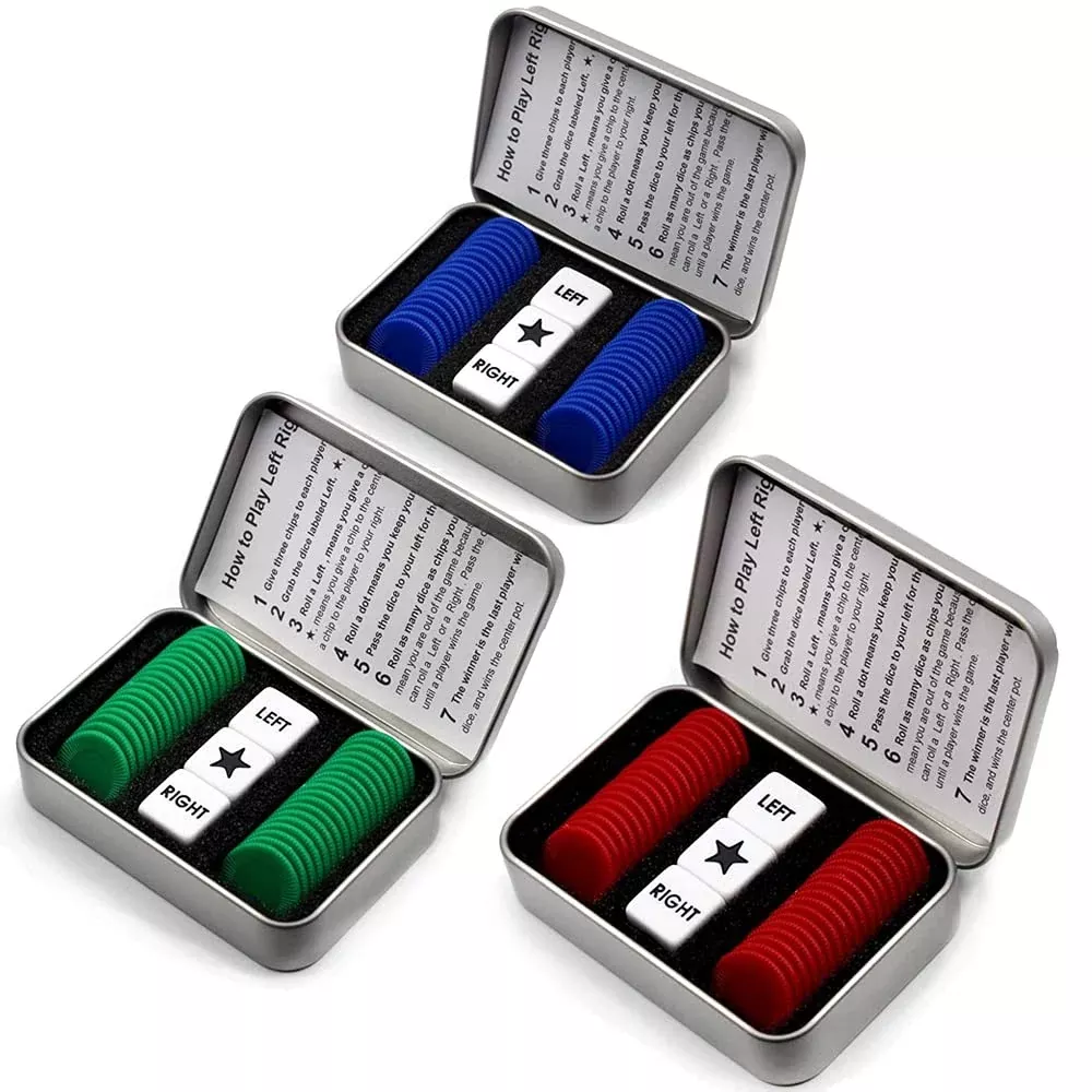 Befantasway Left Right Center Dice Game - 3 Dice, 108 Chips, Multi