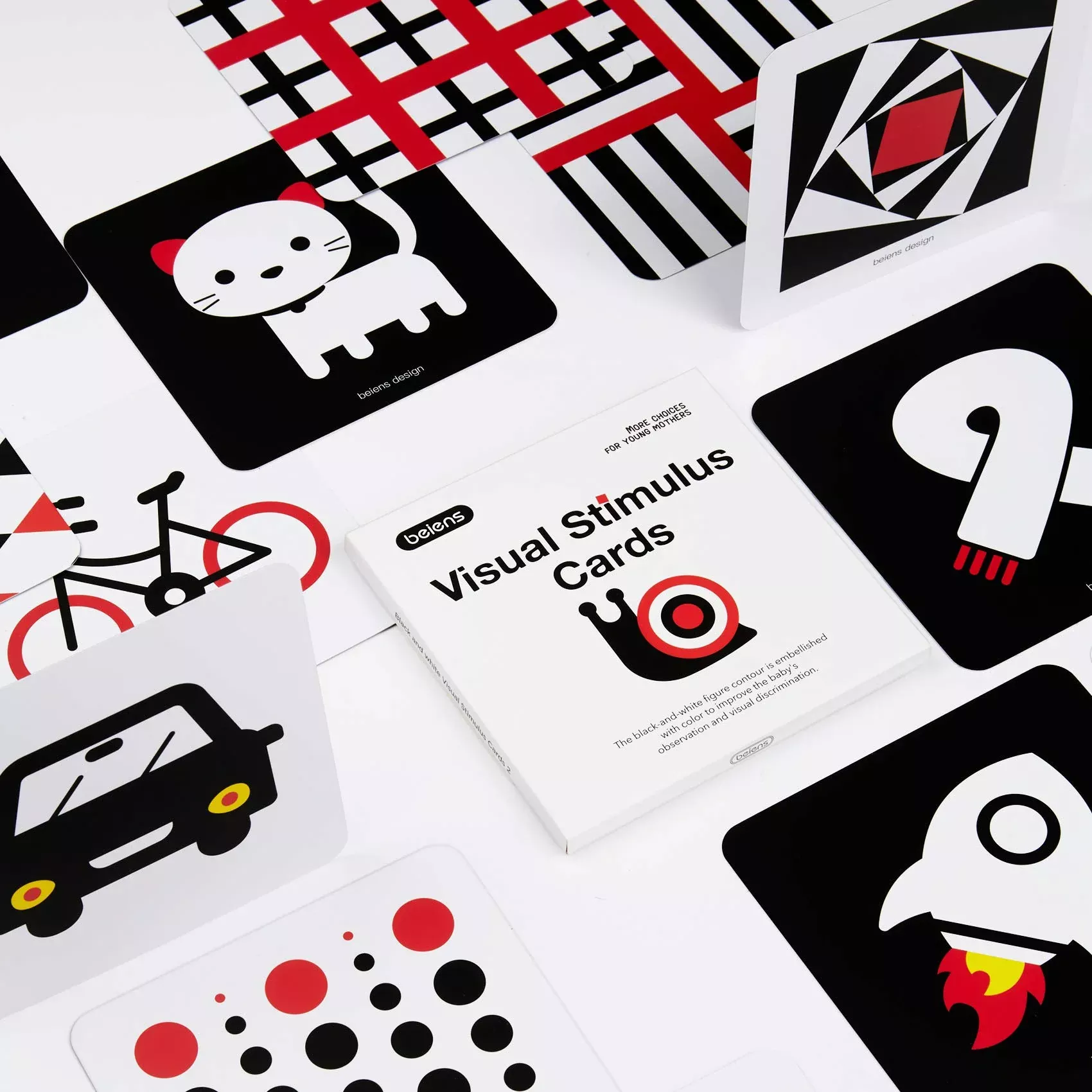 beiens Baby Flashcards for Visual Stimulation, Black & White, Medium