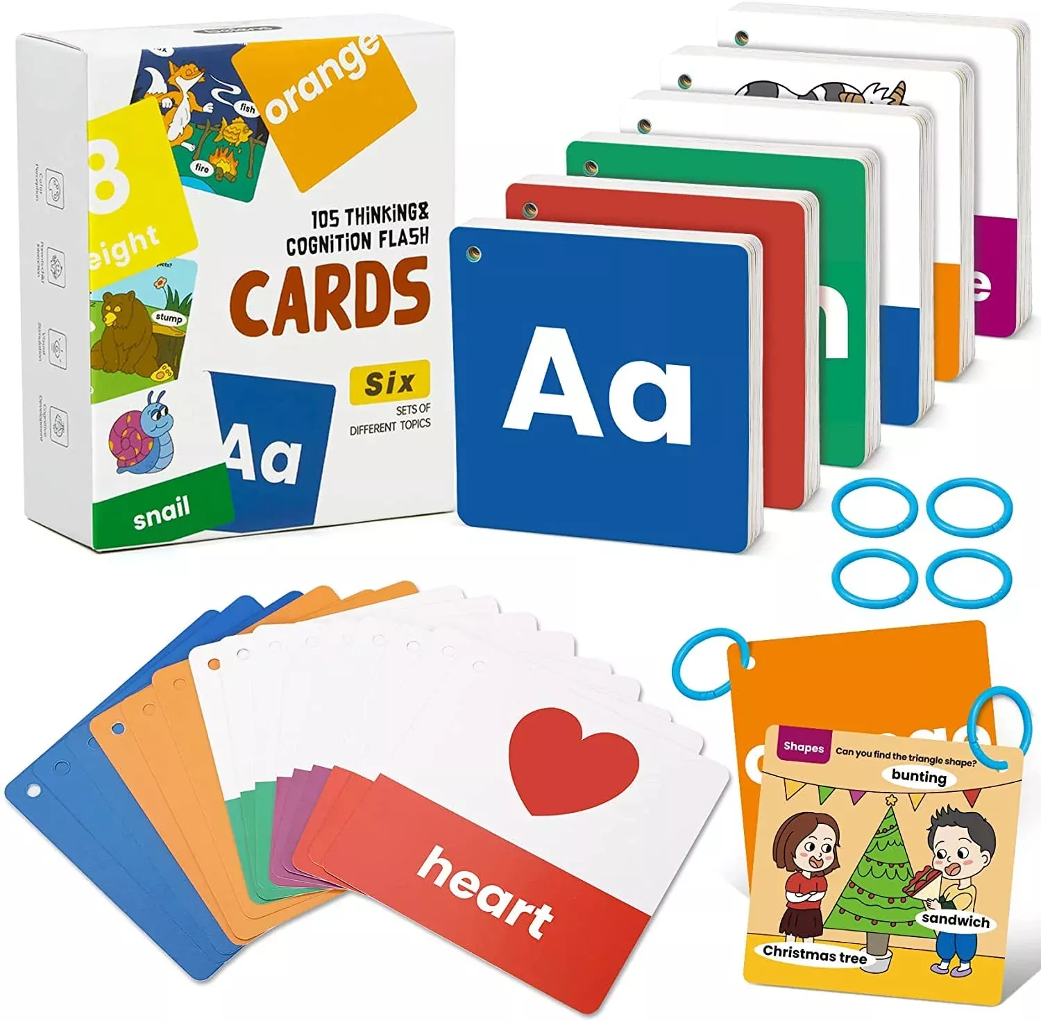 Beiens Flash Cards For Toddlers 1-4 Years - 105 Cards - 210 Sides With