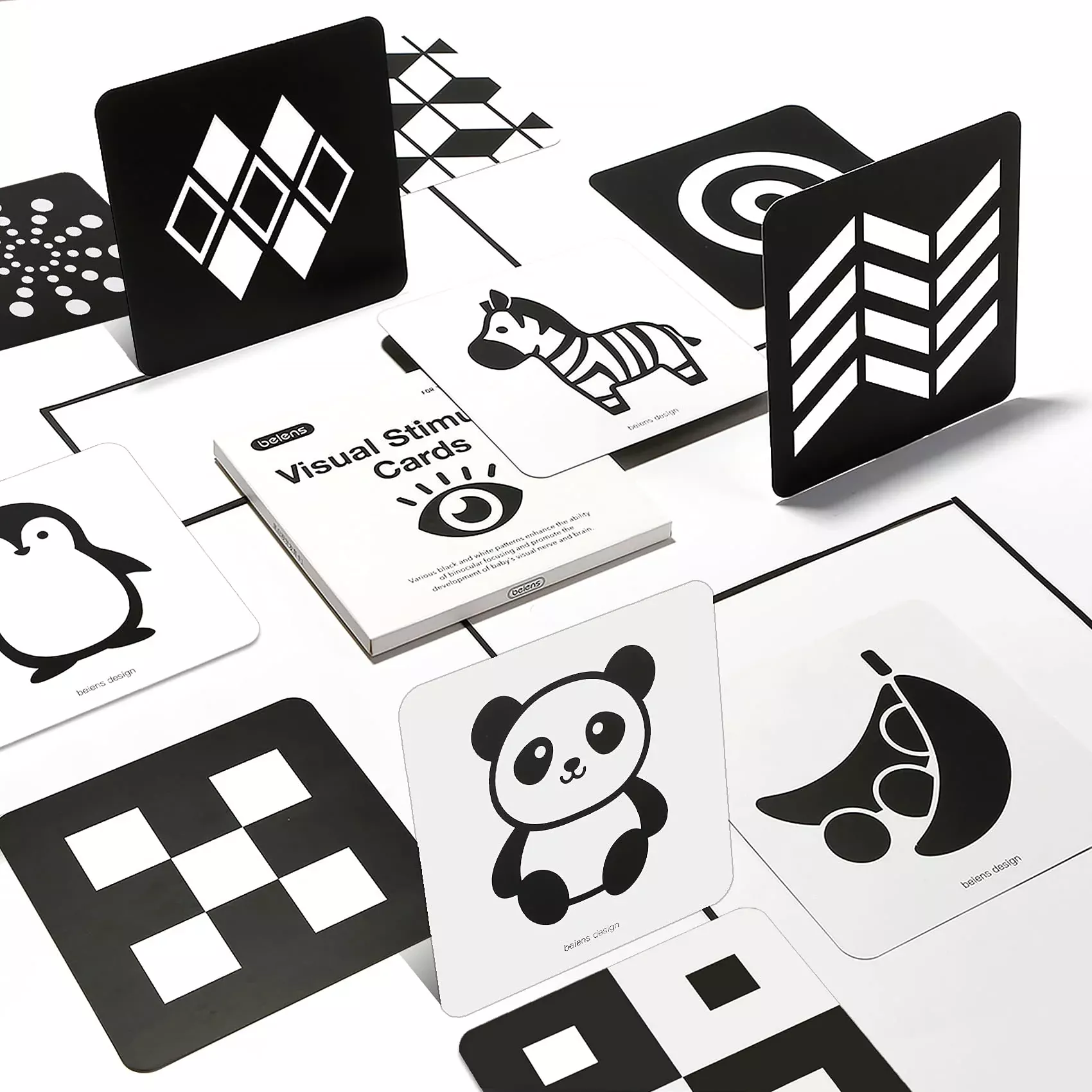 beiens High Contrast Baby Flashcards for Visual Stimulation, 5.5"