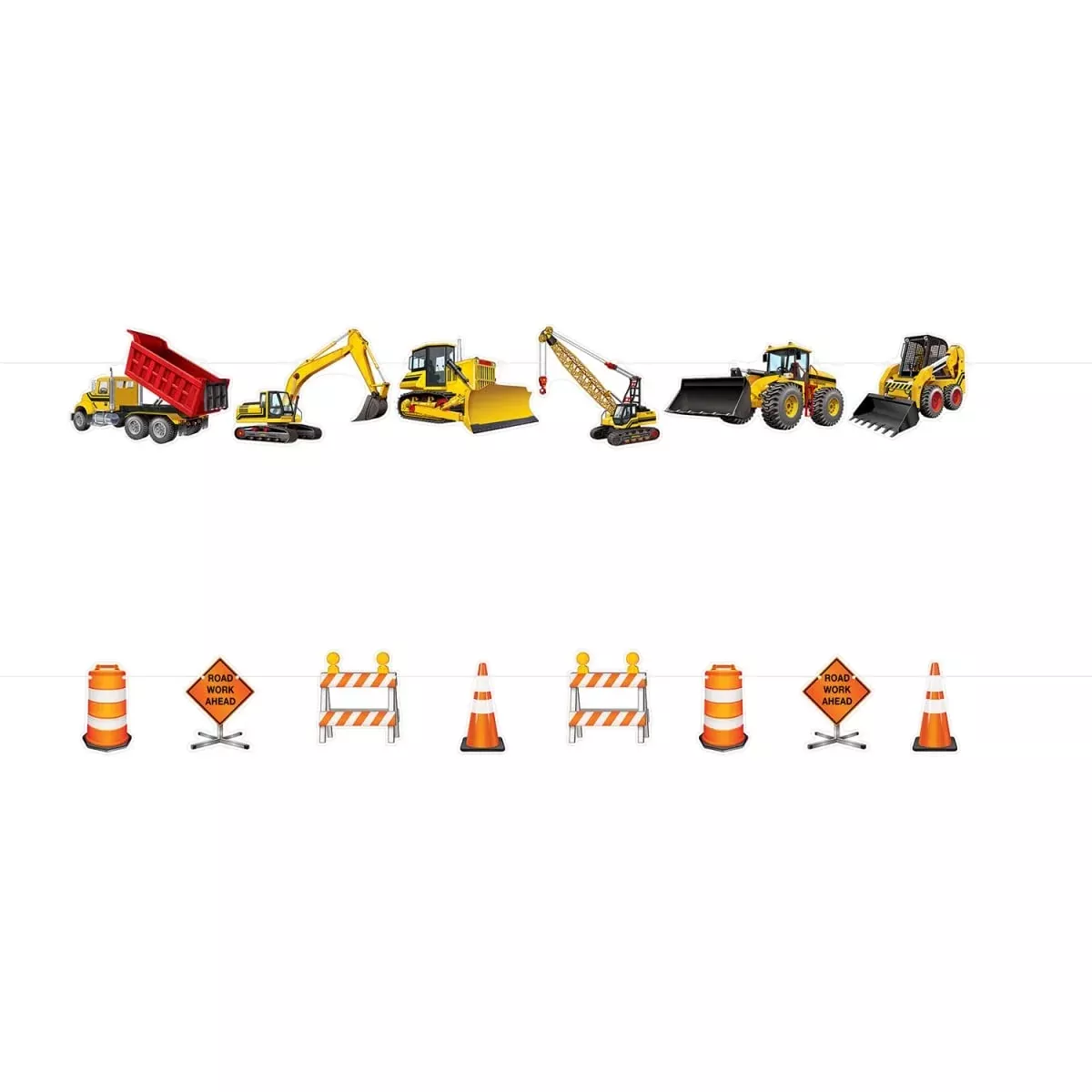 Beistle Construction String Banner 7ft Long Cardstock Cutouts