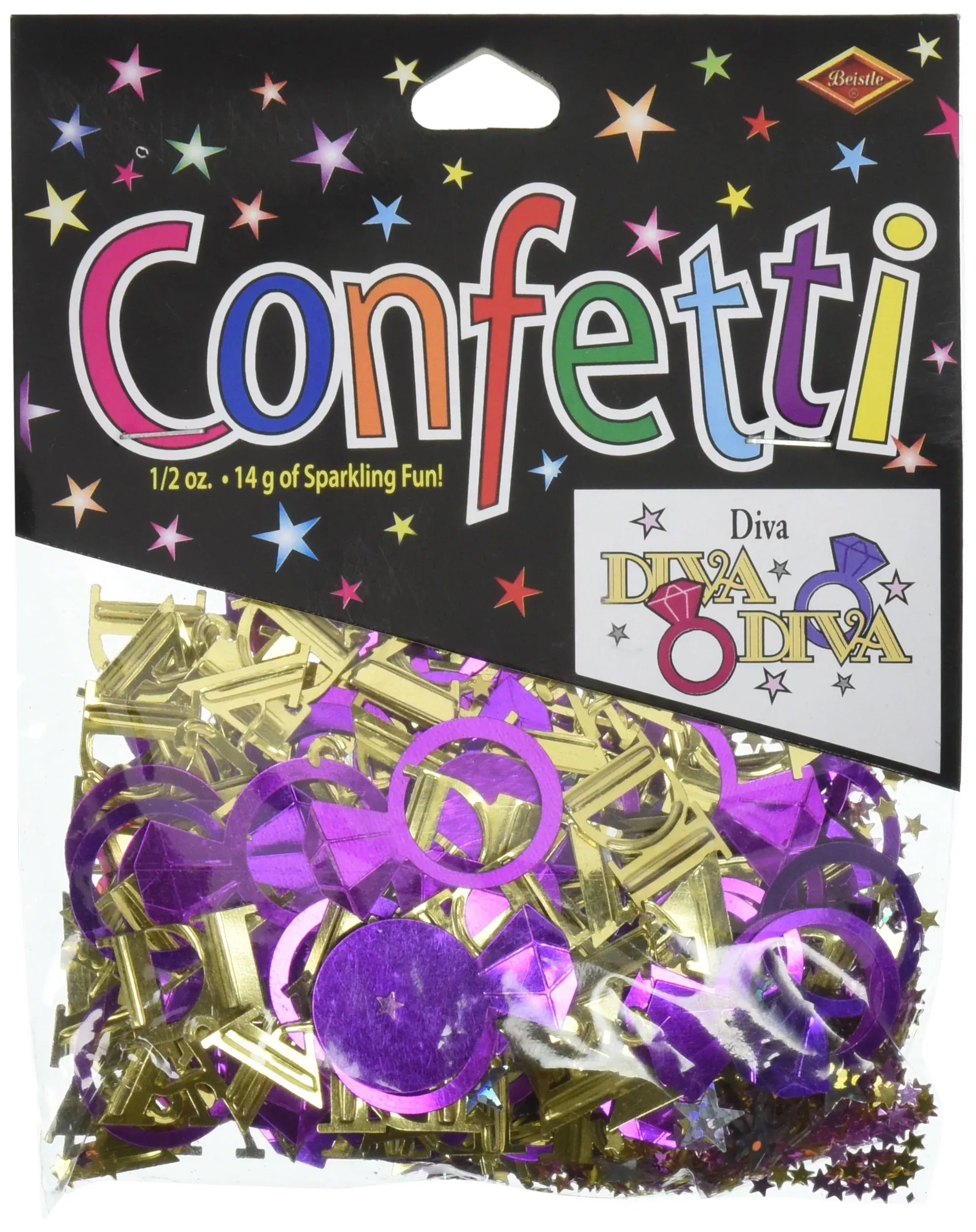 Beistle Diva Confetti 0.5oz Multicolor Metallic Plastic Party Decor