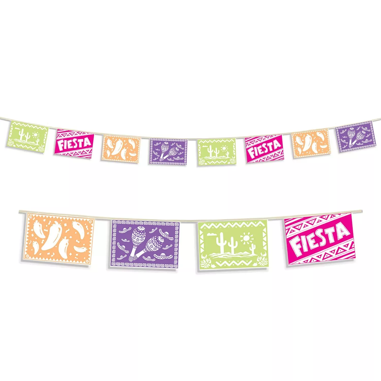 Beistle Fiesta Picado Style Pennant Banner 8" x 12' Multicolor
