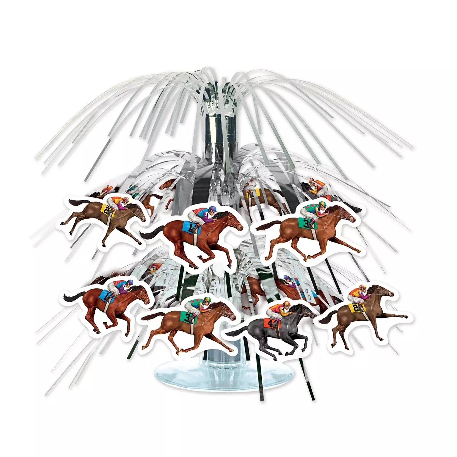 Beistle Horse Racing Mini Cascade Centerpiece, 8 Inch, Silver, 1 Pack
