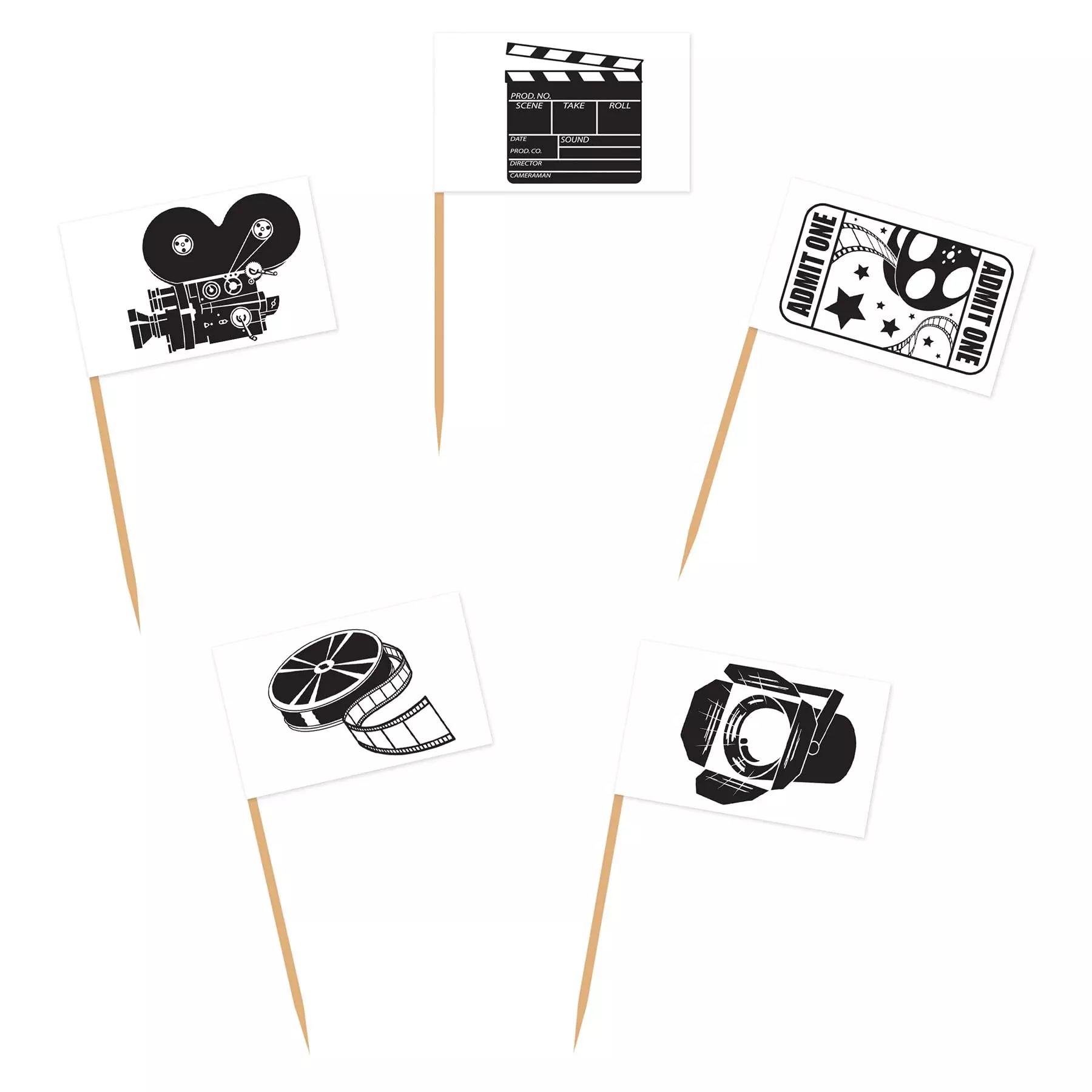 Beistle Movie Set Picks, 50 Count, 2.5-Inch, Black/