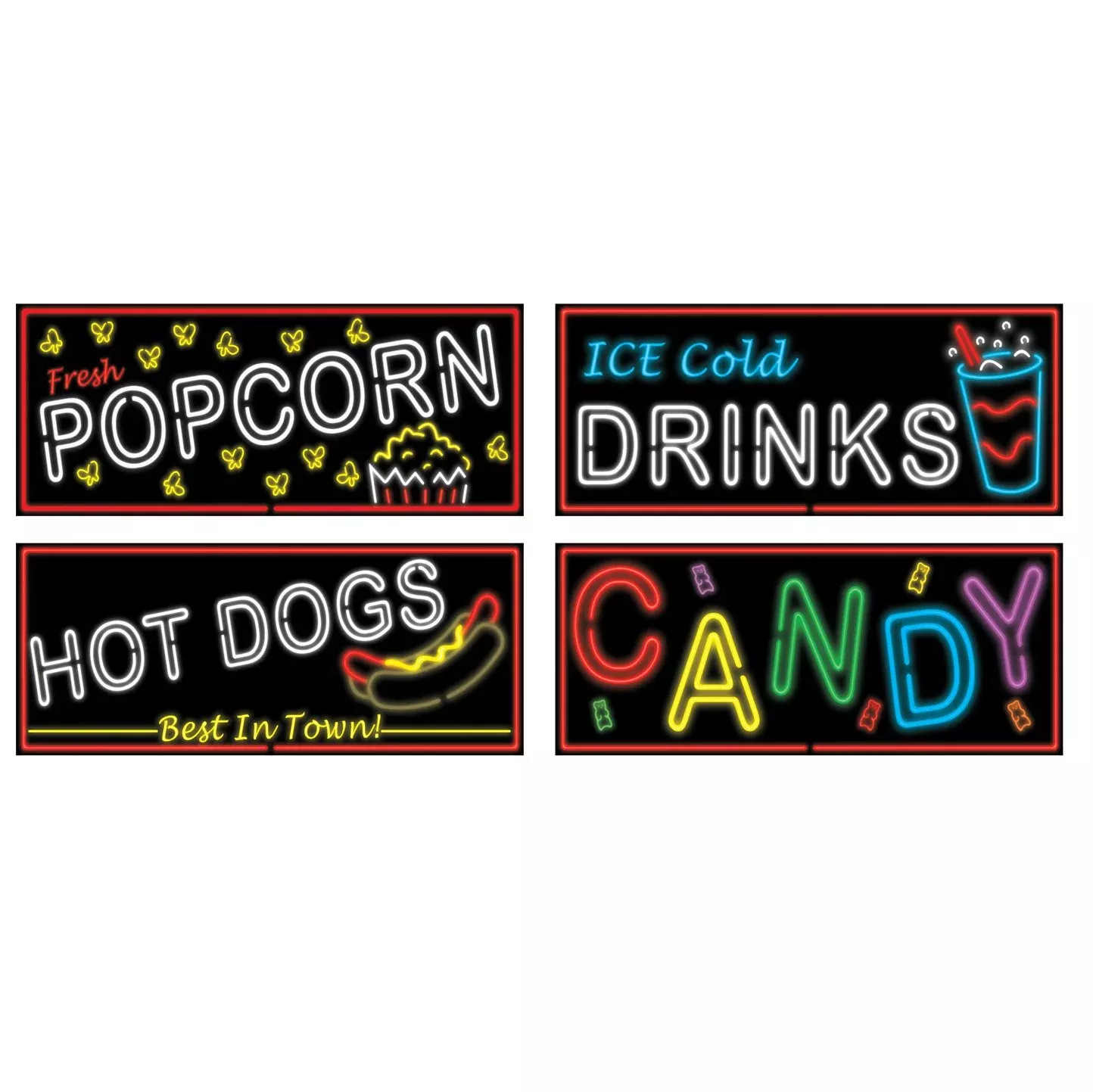 Beistle Neon Food Sign Cutouts 21" Multicolor 4 Count