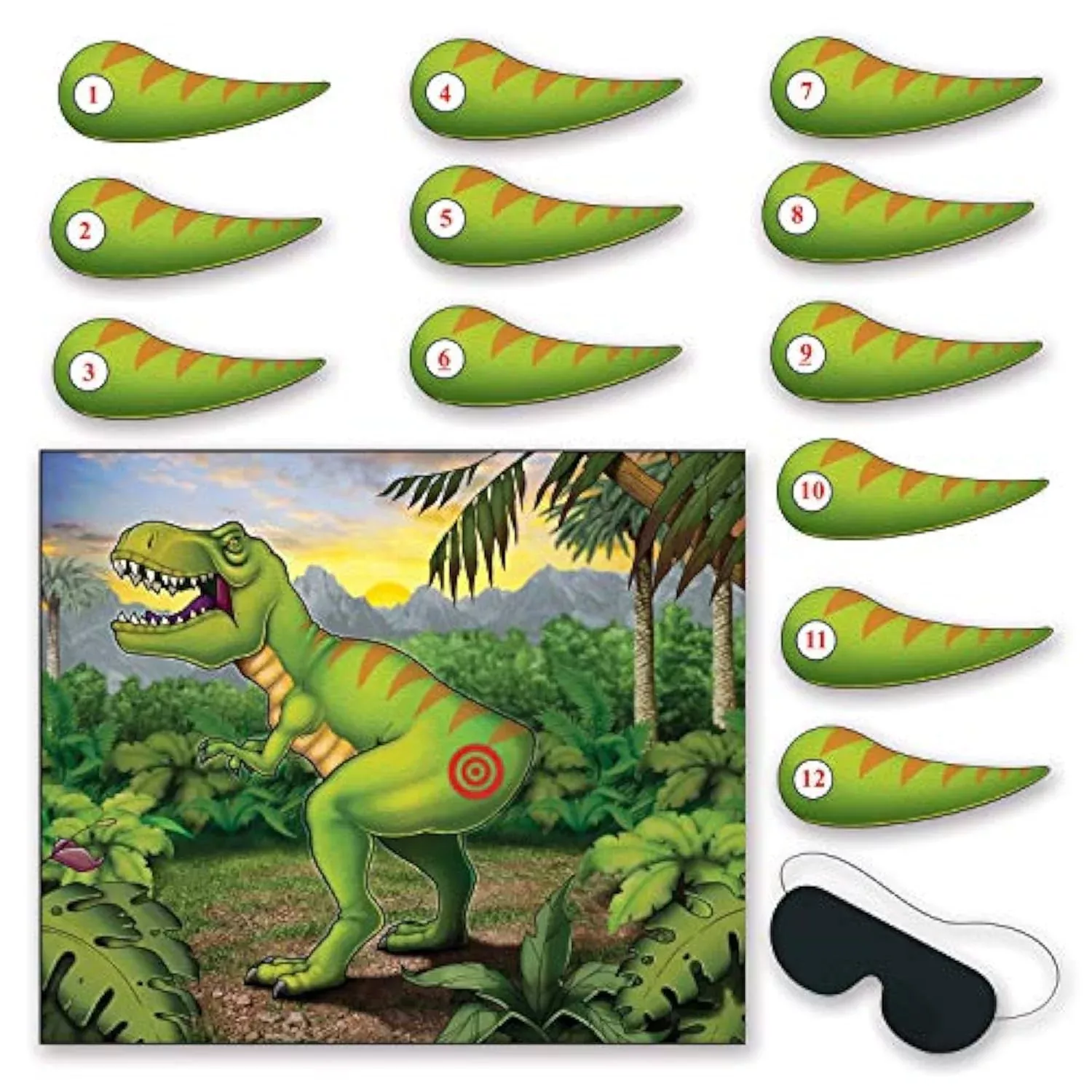 Beistle Pin the Tail on the Dinosaur Game, 18" x 21½", Mult