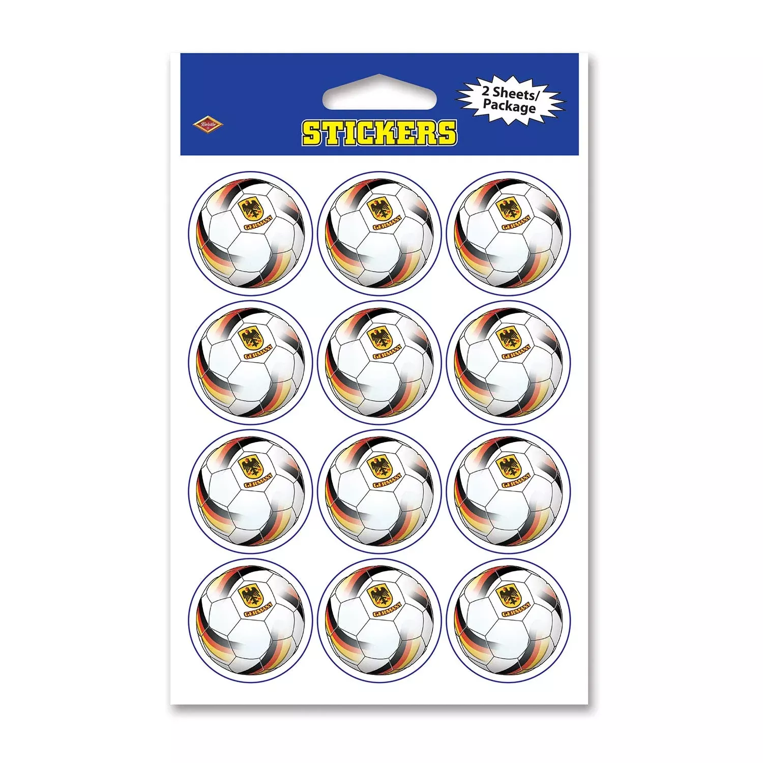 Beistle Stickers - Germany Soccer Theme - 4" x 6" - Multicolor