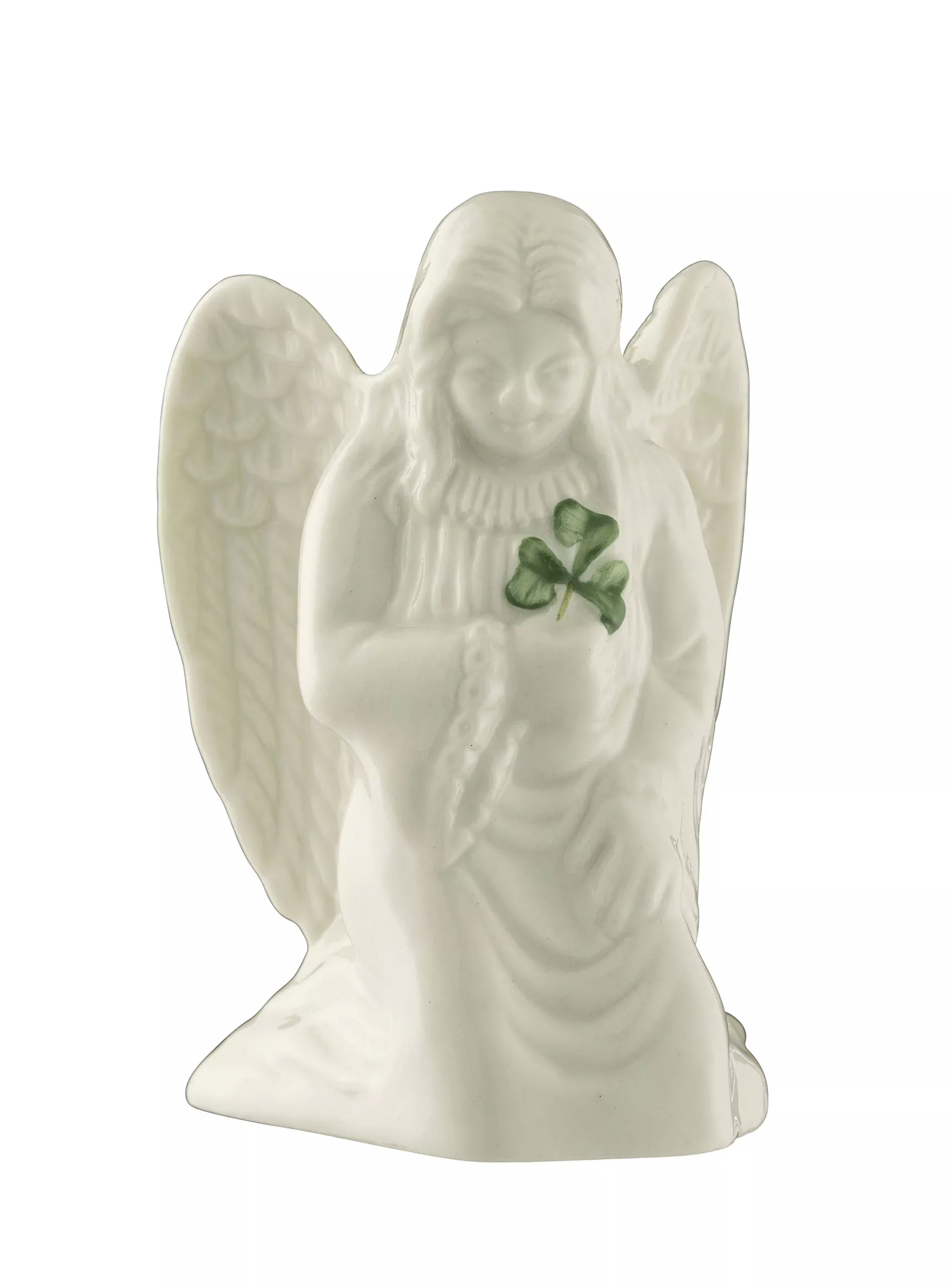 Belleek Angel of Protection Figurine, White, 3.3" H, Irish Decor