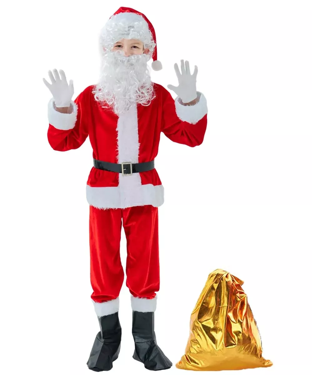 BERVYOSW Santa Suit for Kids, Red & White, Size Large, 9