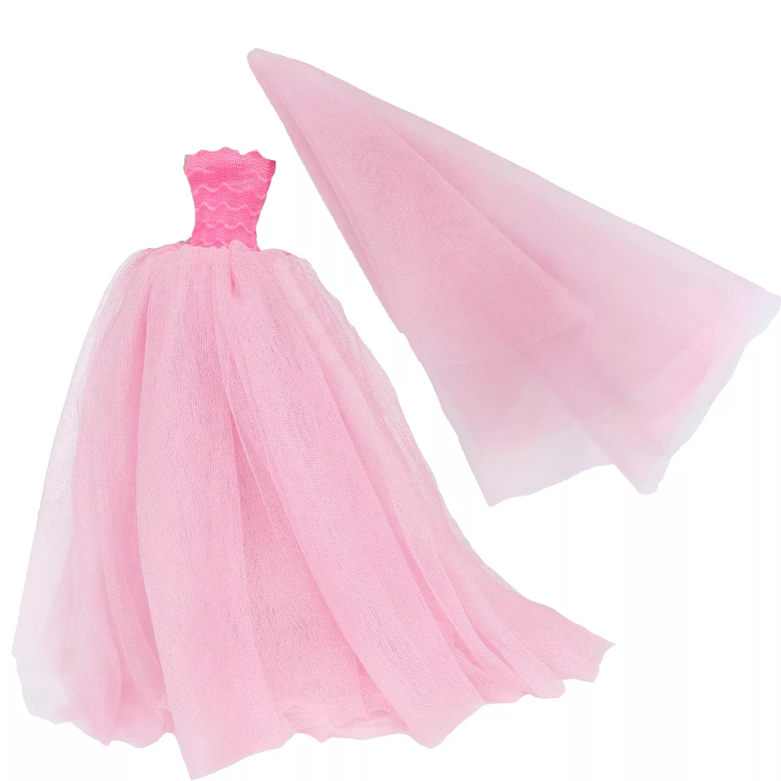 BJDBUS Dress and Veil Set for 11.5-Inch Pink Girl Doll,