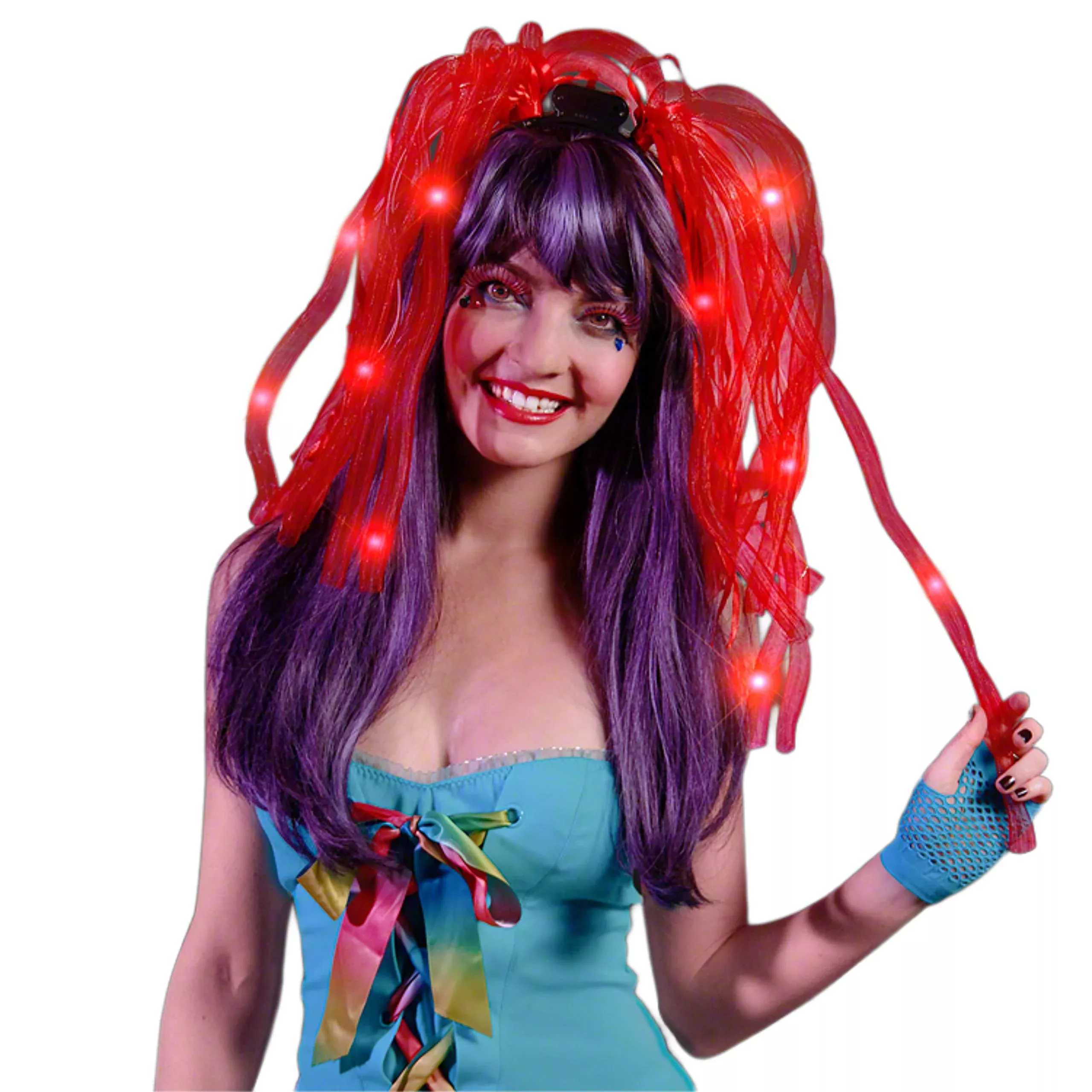 blinkee LED Noodle Headband Red 12" x 15" for Costumes and